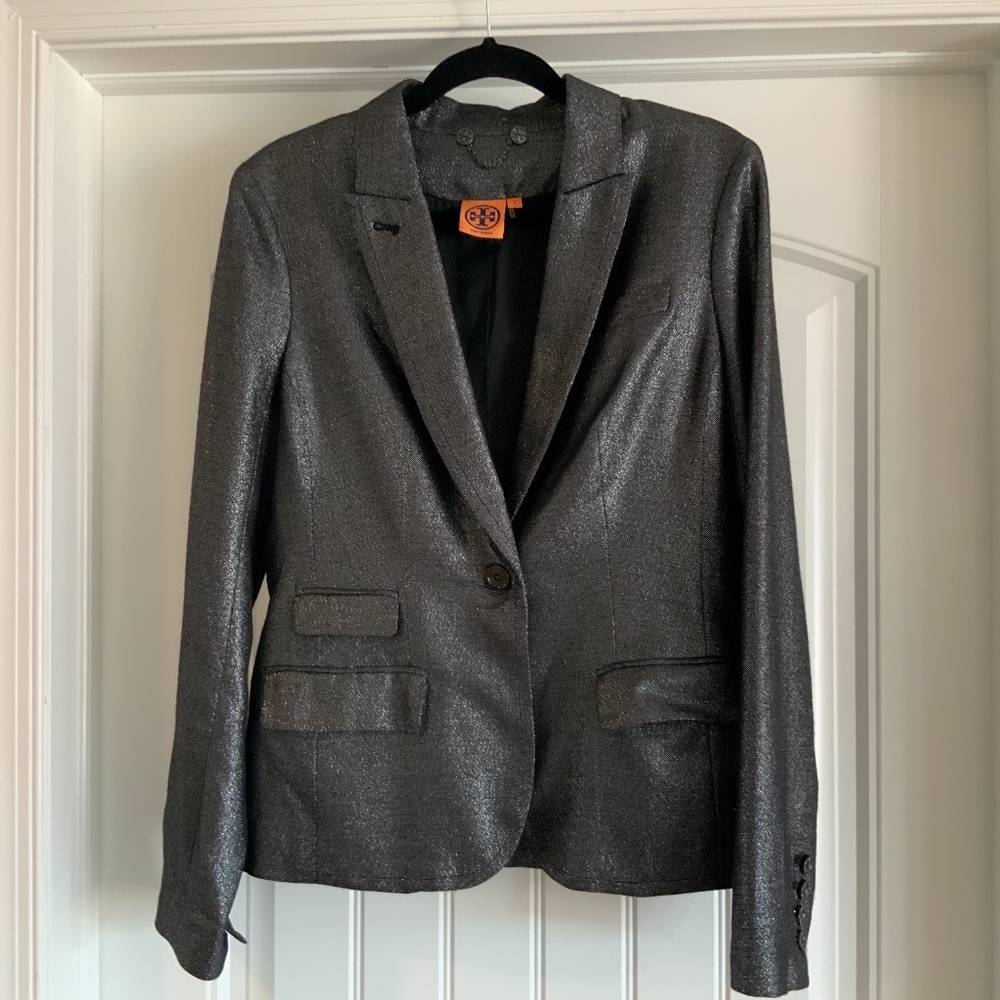 Tory Burch Black/Silver Shimmer Blazer